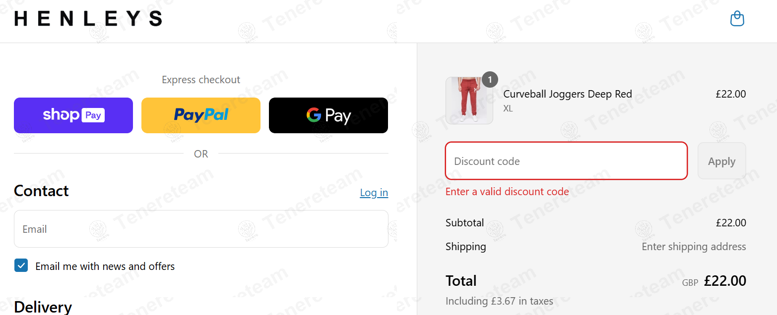 Henleys Apparel apply coupon code