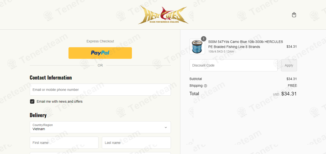 Hercules Fishing Tackle apply coupon code