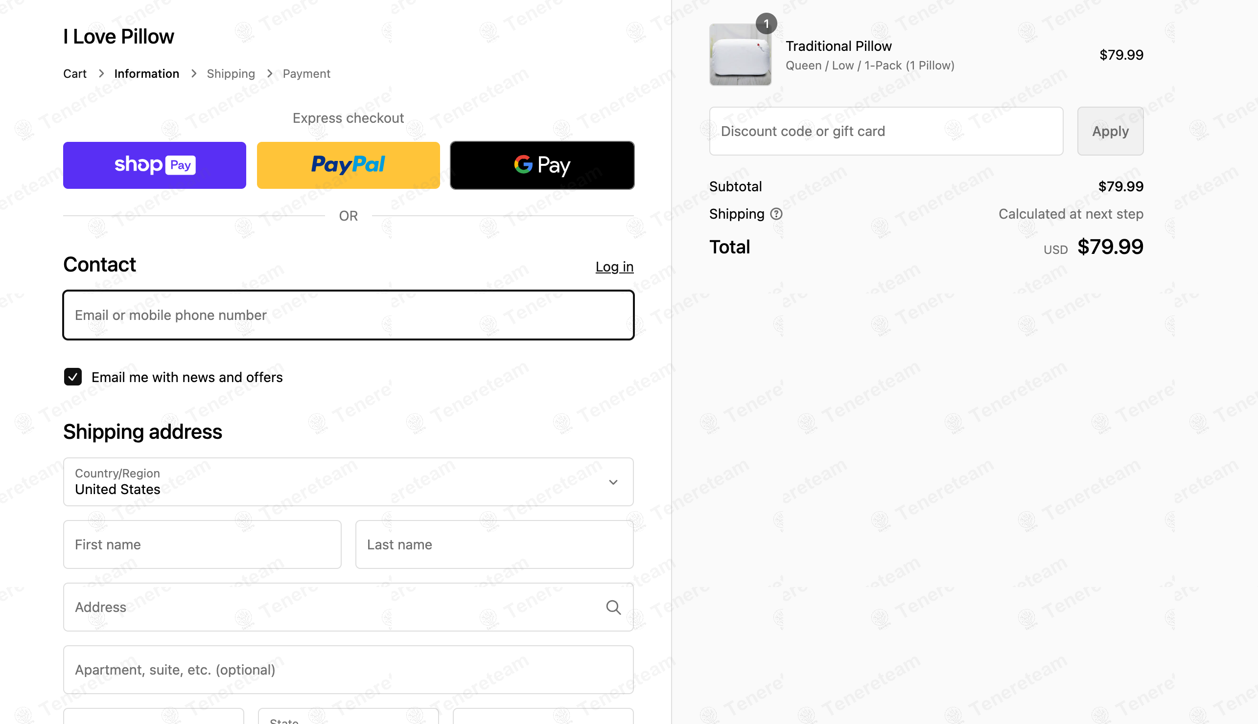 I Love Pillow apply coupon code