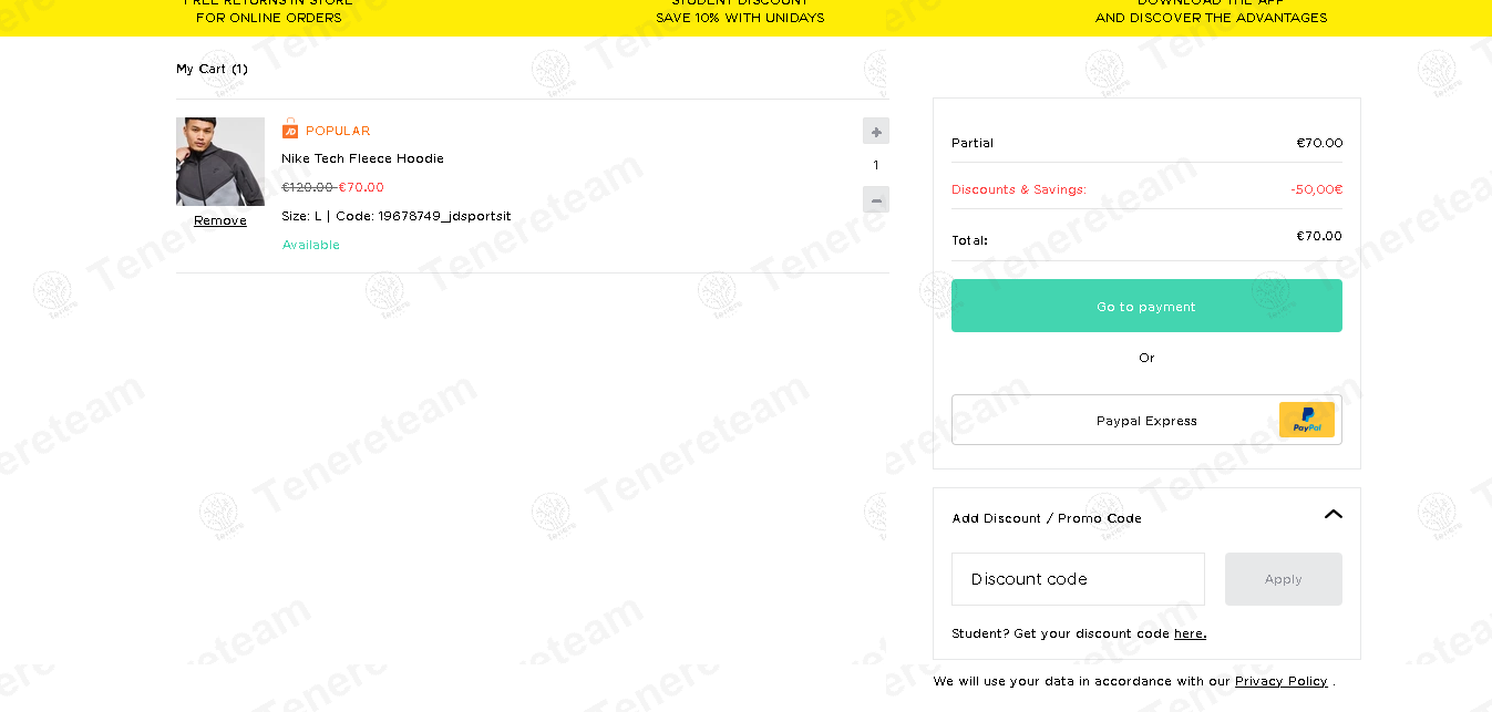 JD Sports IT apply coupon code