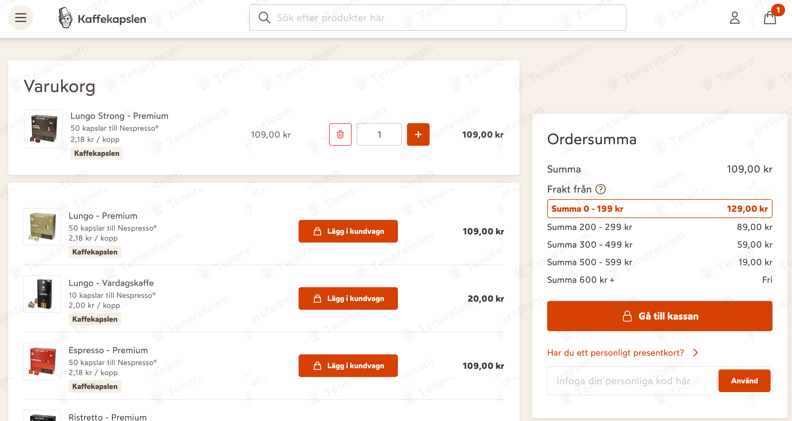 Kaffe Kapslen SE apply coupon code