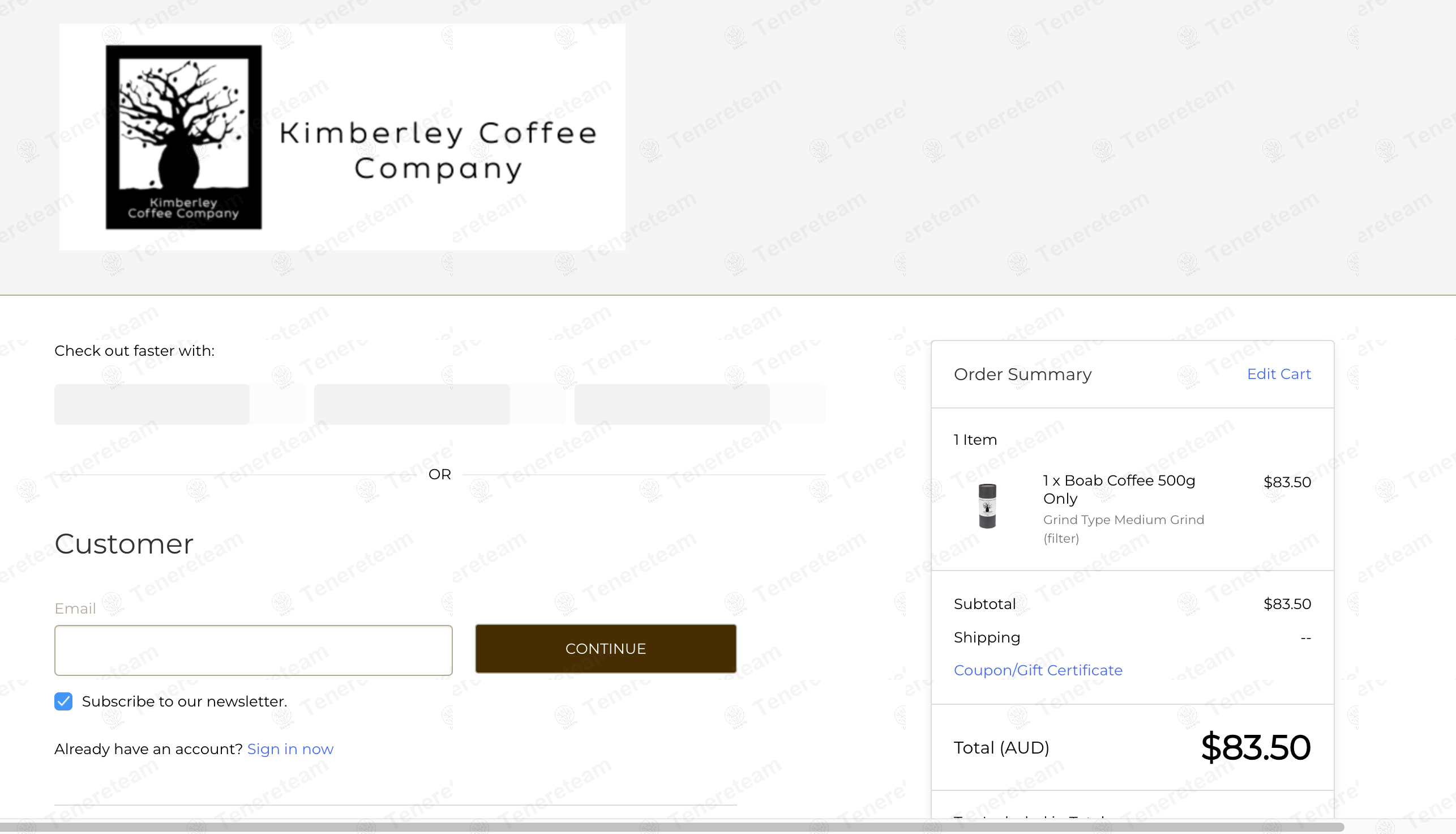 Kimberley Coffee apply coupon code