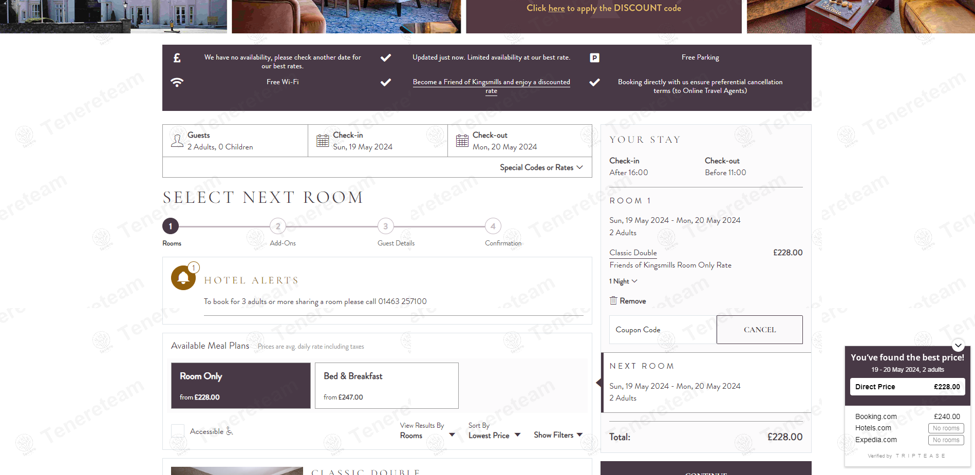 Kingsmills Hotel apply coupon code