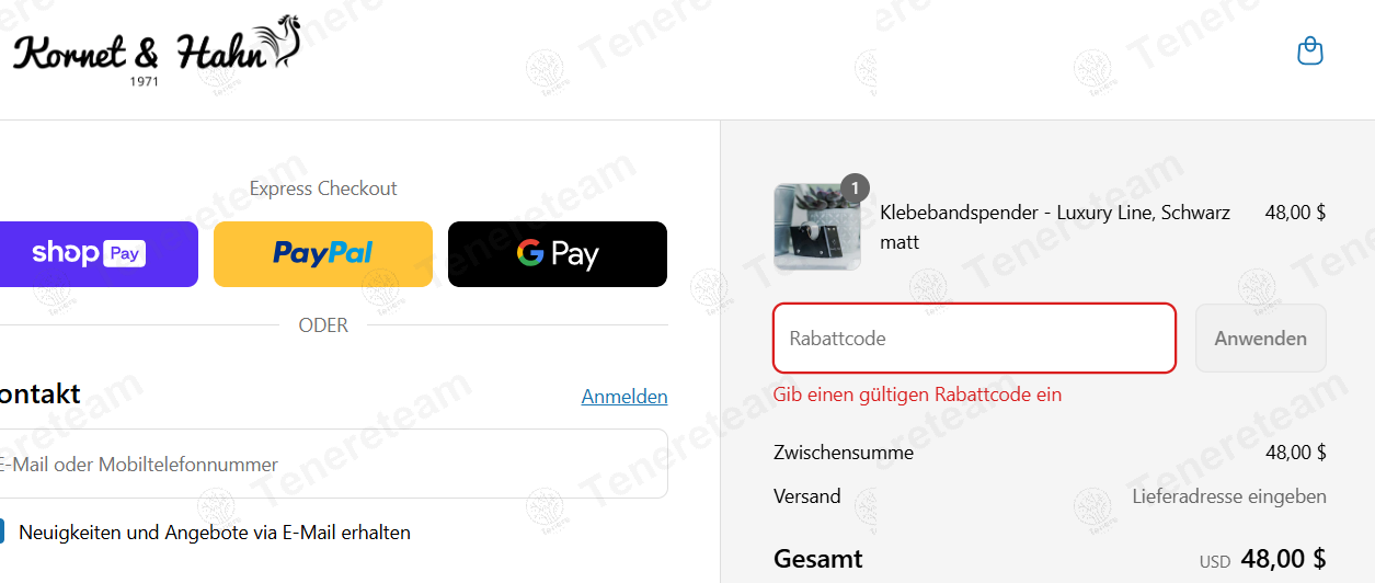 Kornet Und Hahn DE apply coupon code