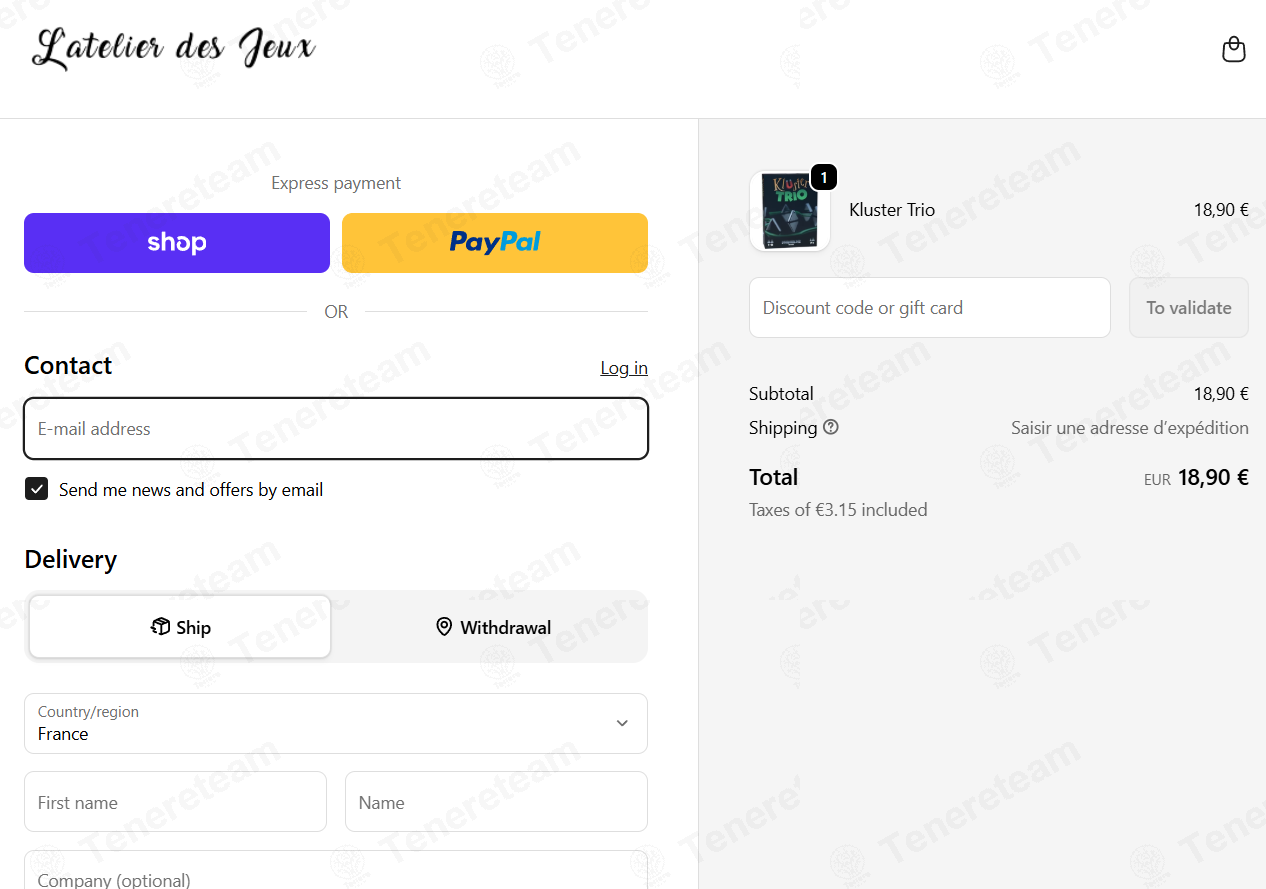L'Atelier des Jeux apply coupon code