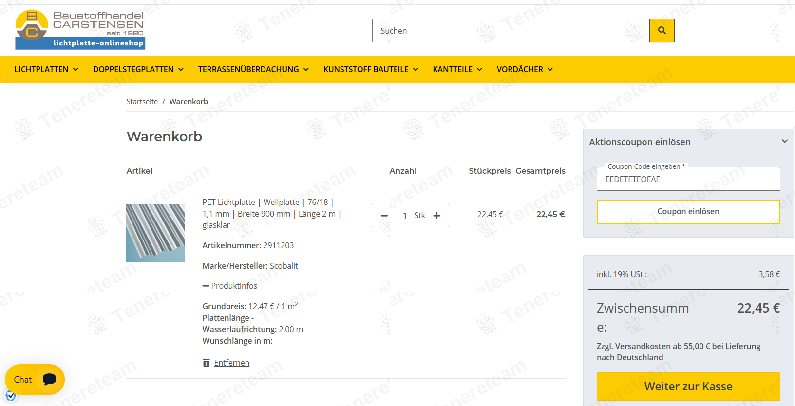Lichtplatte Onlineshop DE apply coupon code