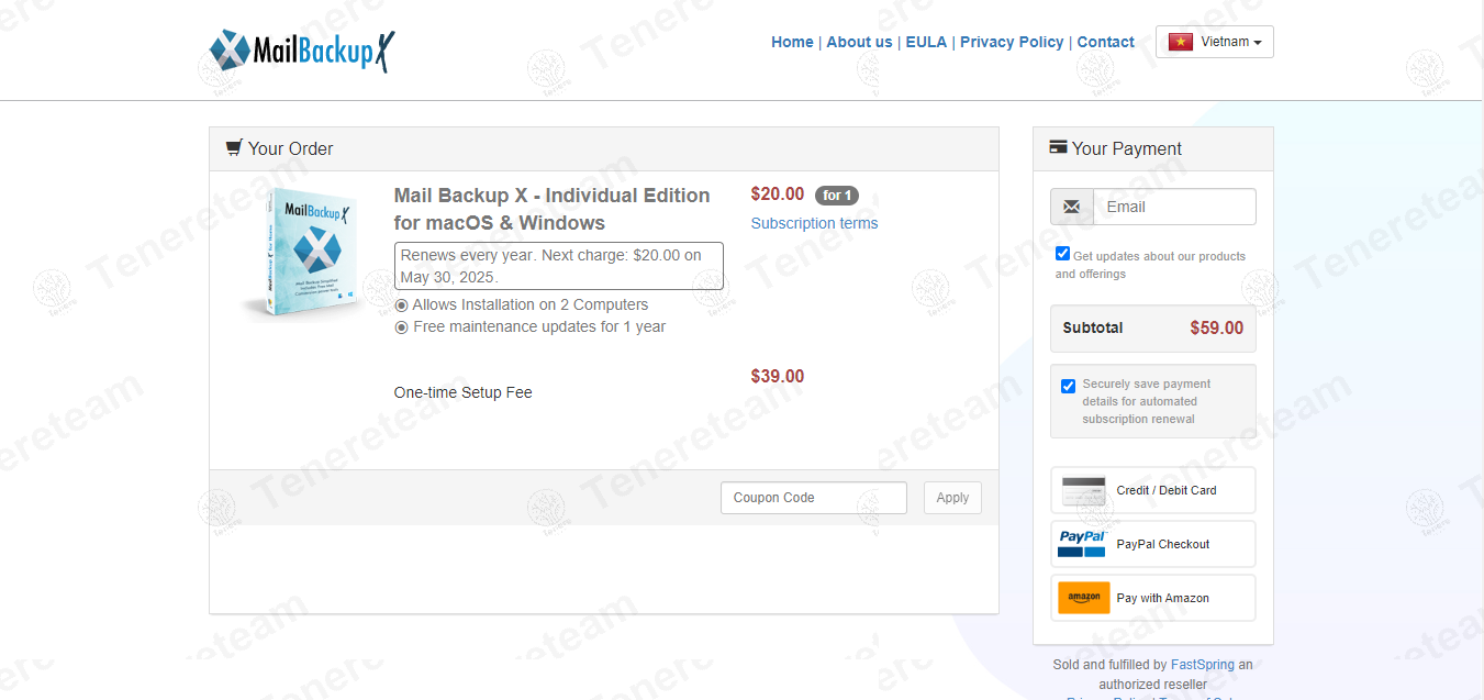 Mail Backup X apply coupon code