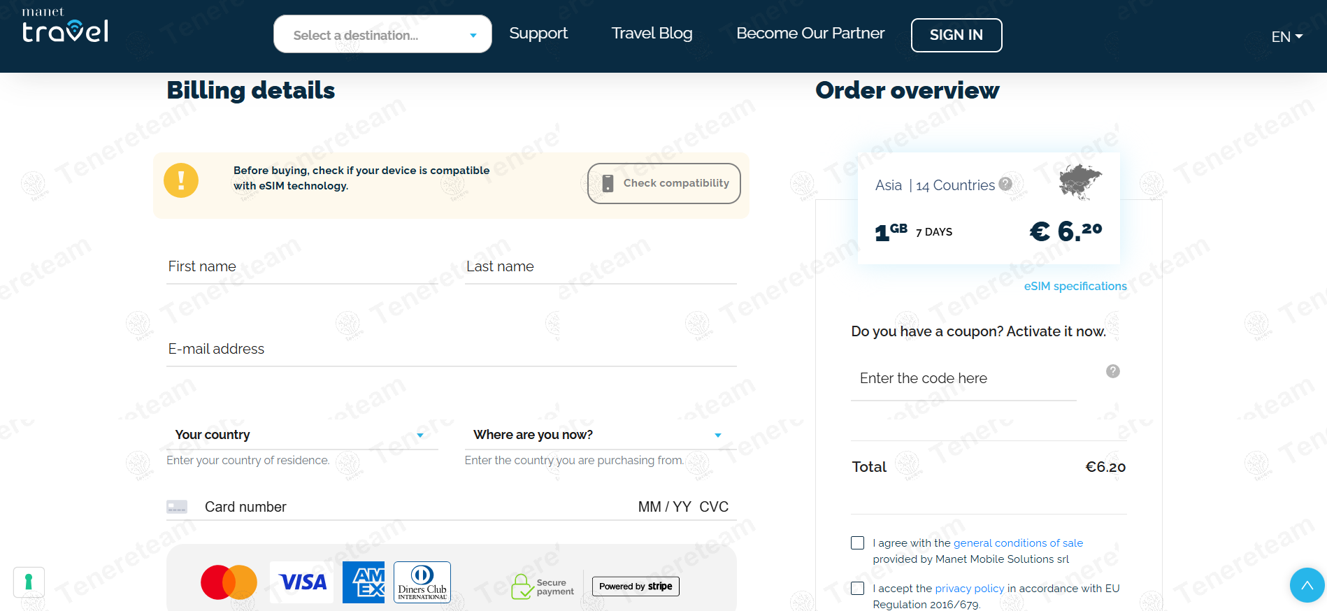 Manet Travel apply coupon code