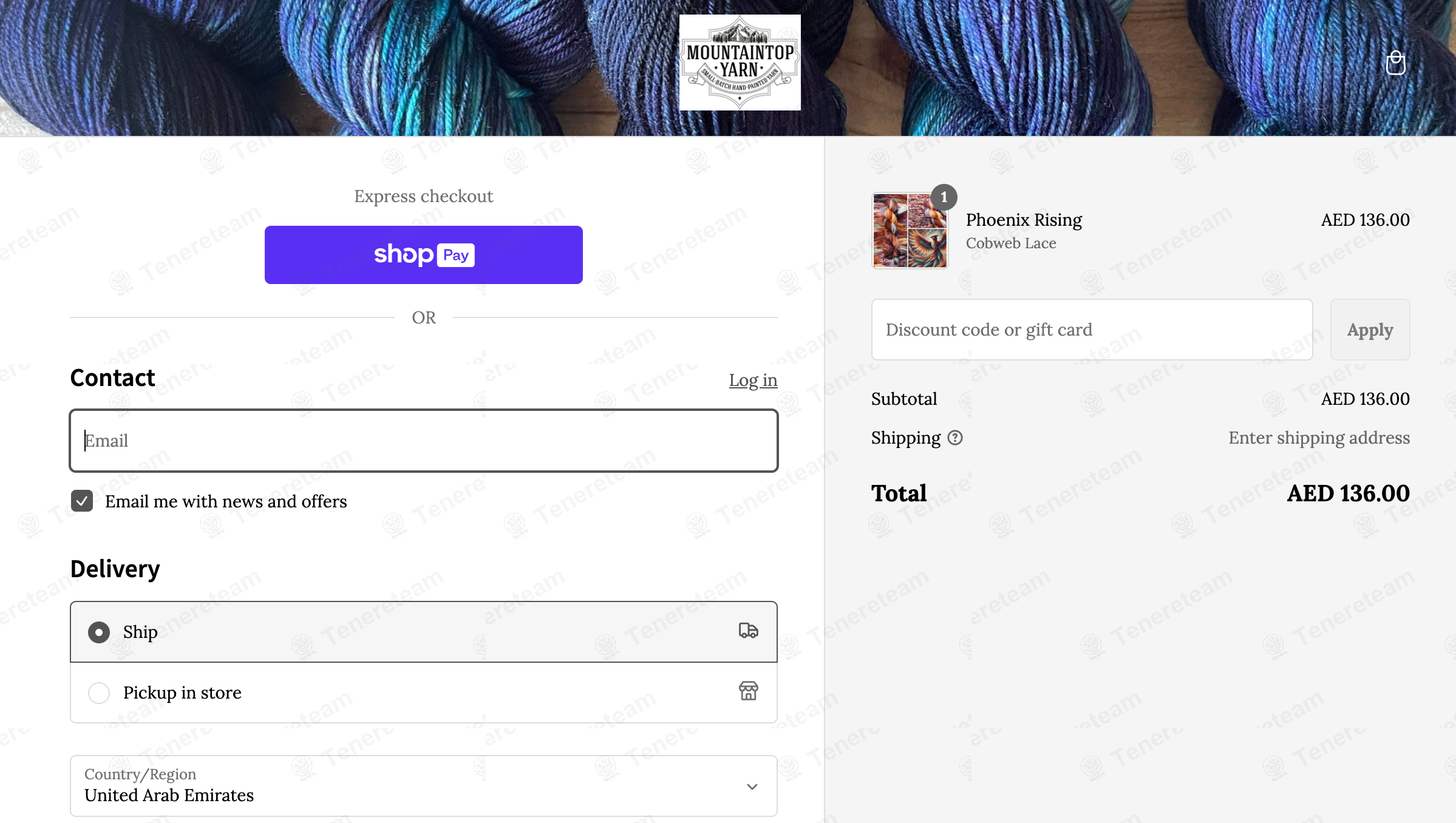 Mountaintop Yarn apply coupon code