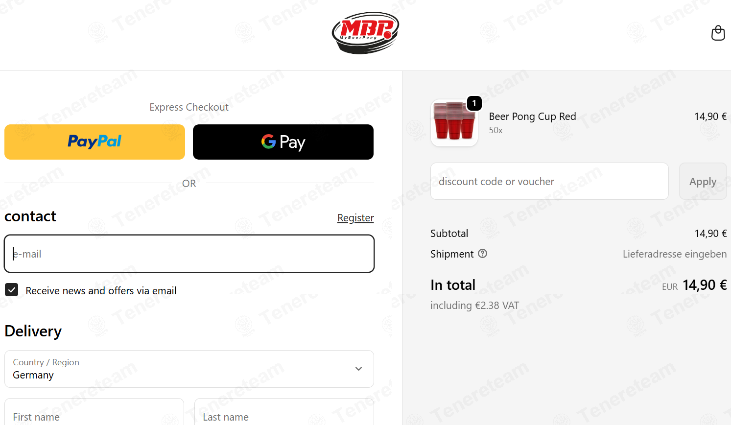 My Beer Pong apply coupon code