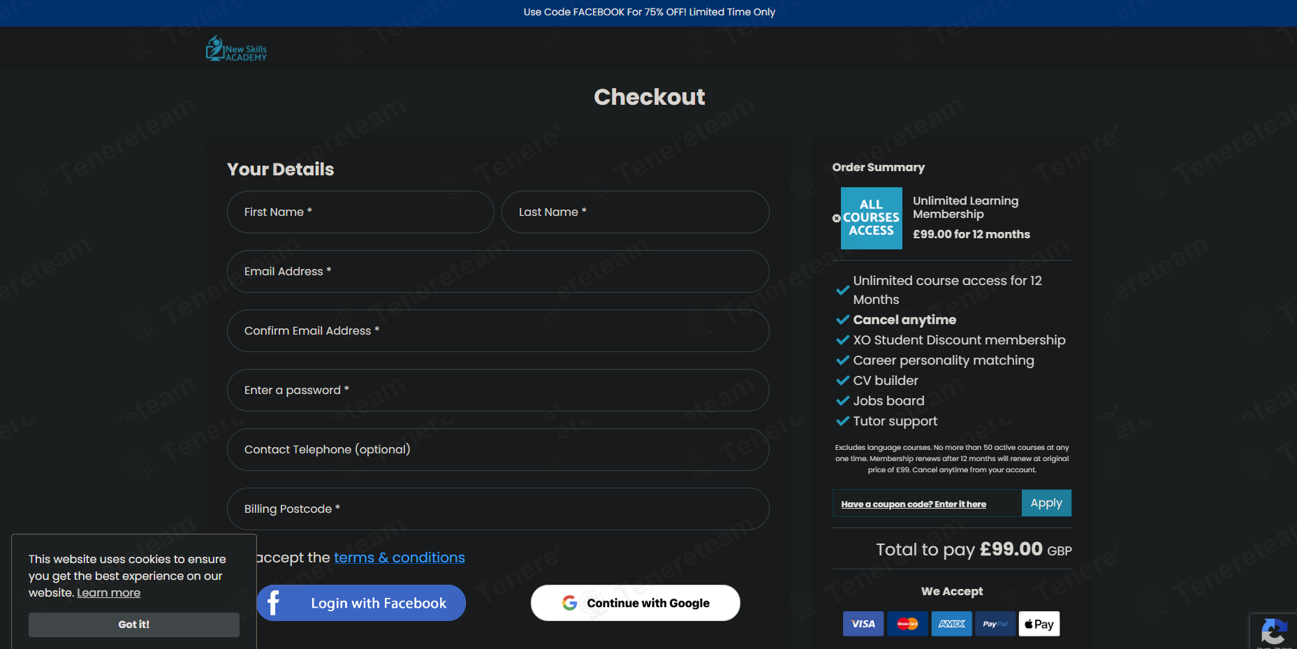New Skills Academy UK apply coupon code