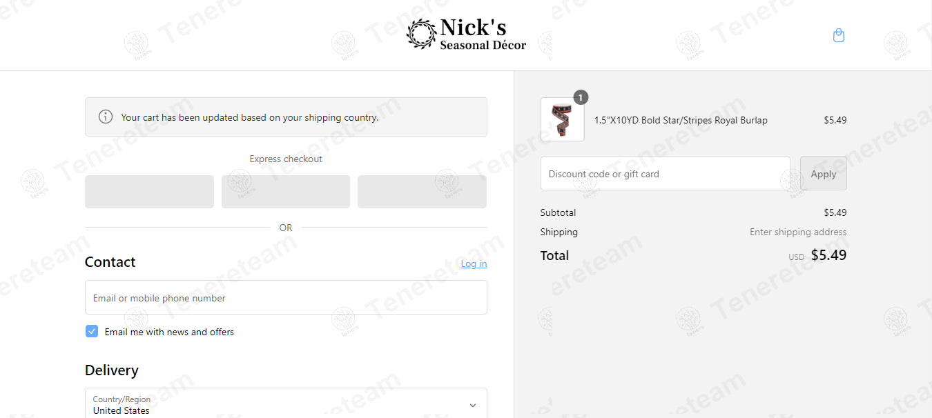 Nick's Seasonal Decor apply coupon code