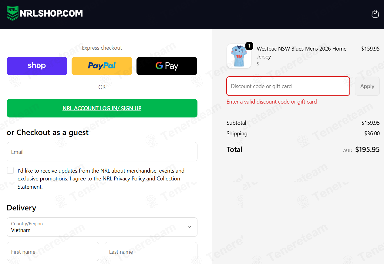 Nrl Shop apply coupon code