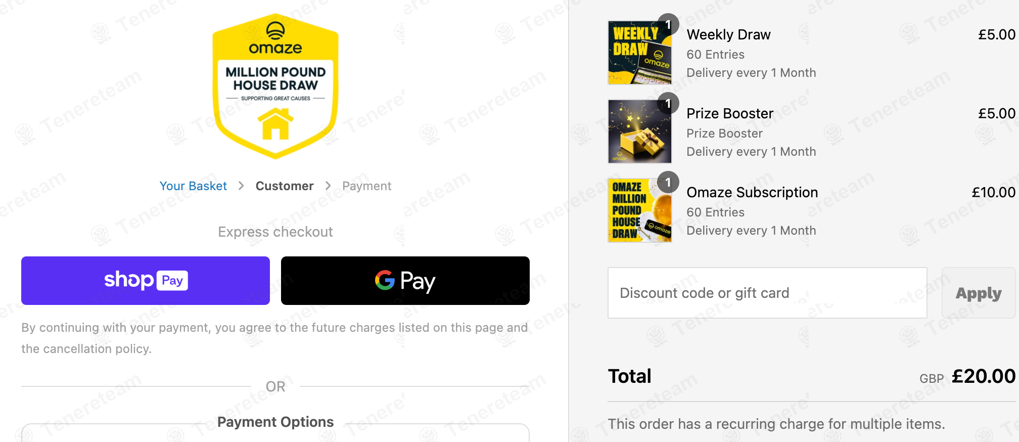 Omaze UK apply coupon code