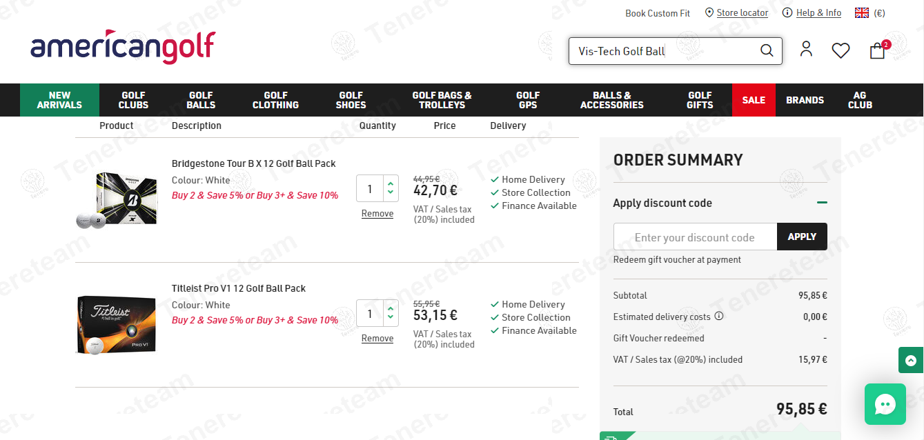 Online Golf apply coupon code