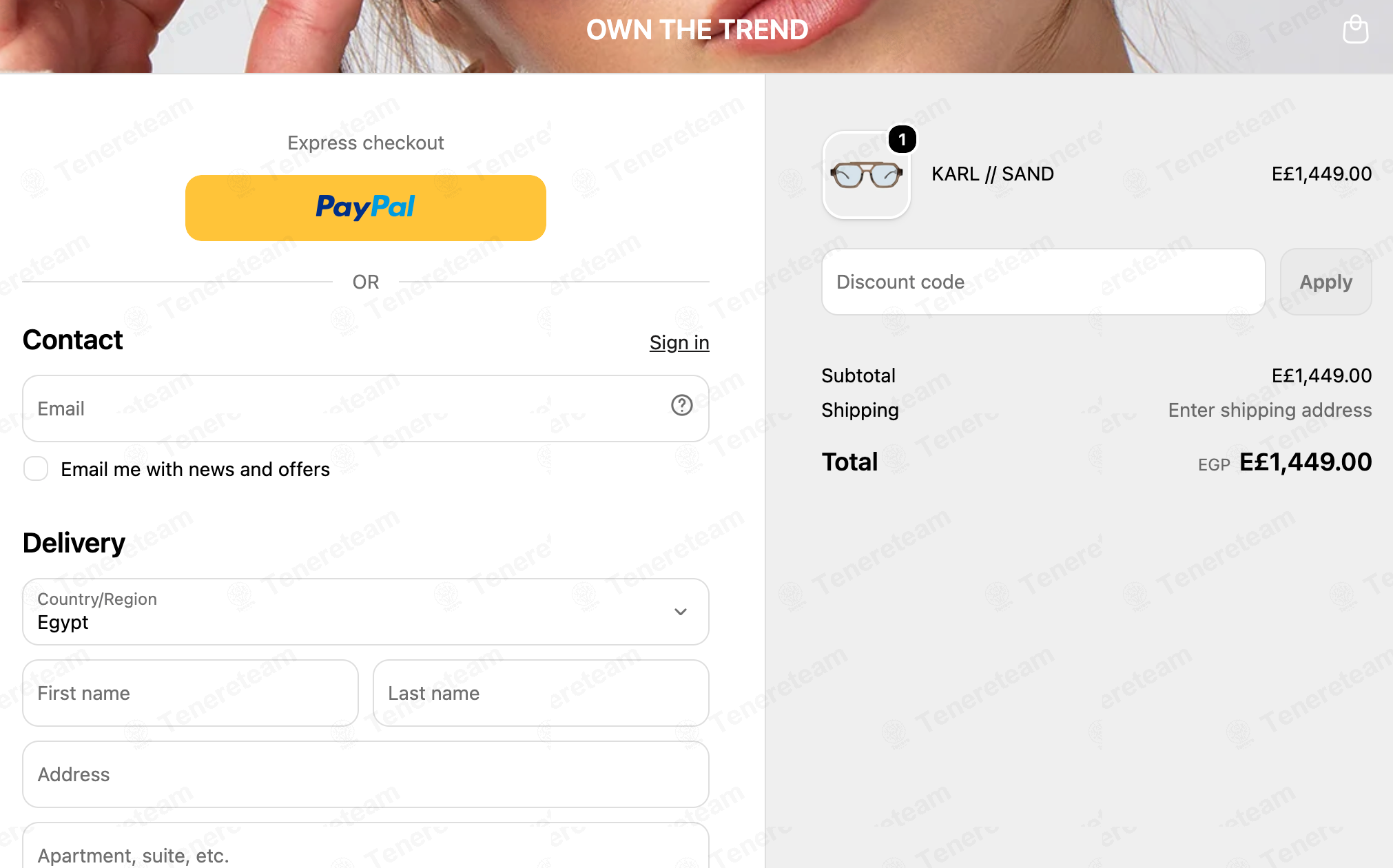 Own The Trend apply coupon code