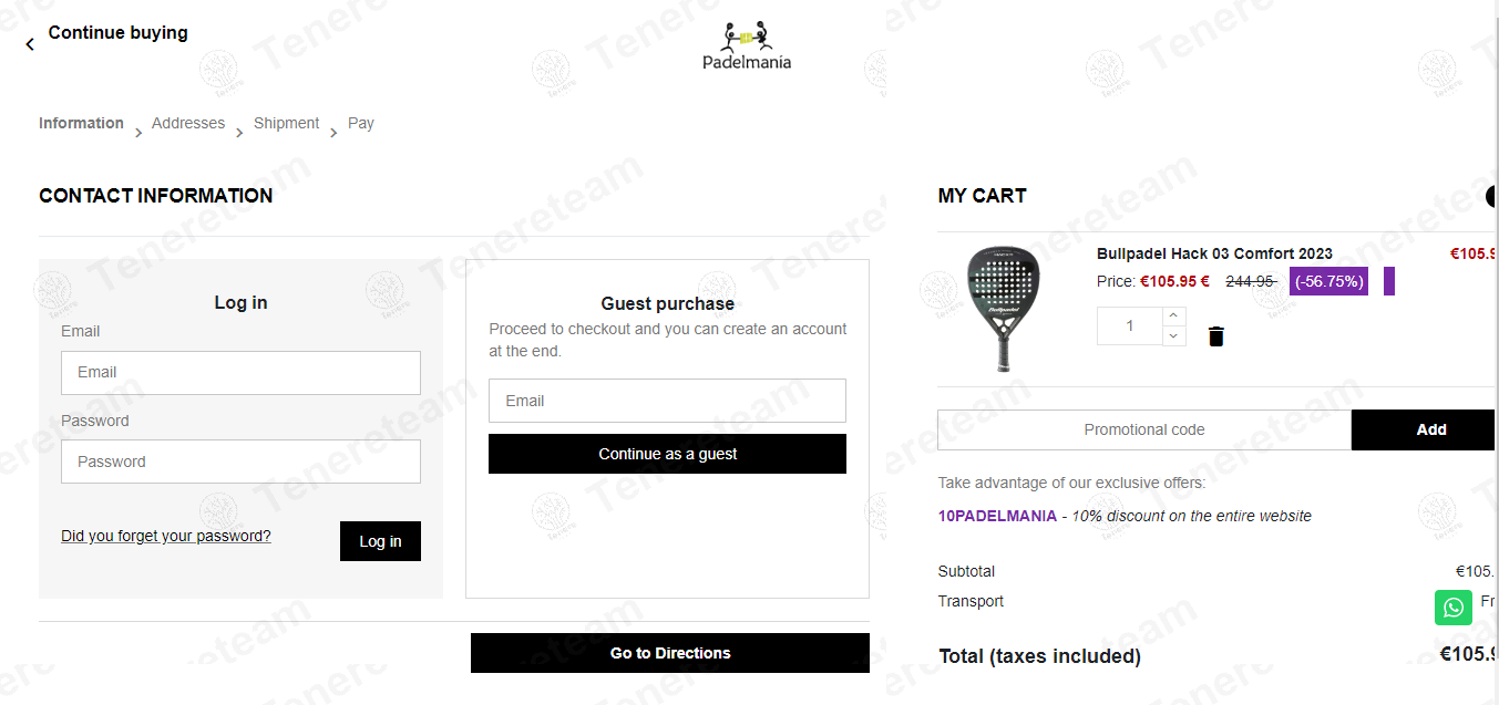 Padelmania apply coupon code