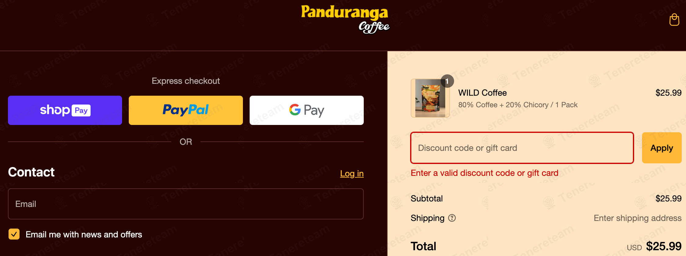 Panduranga Coffee Global apply coupon code