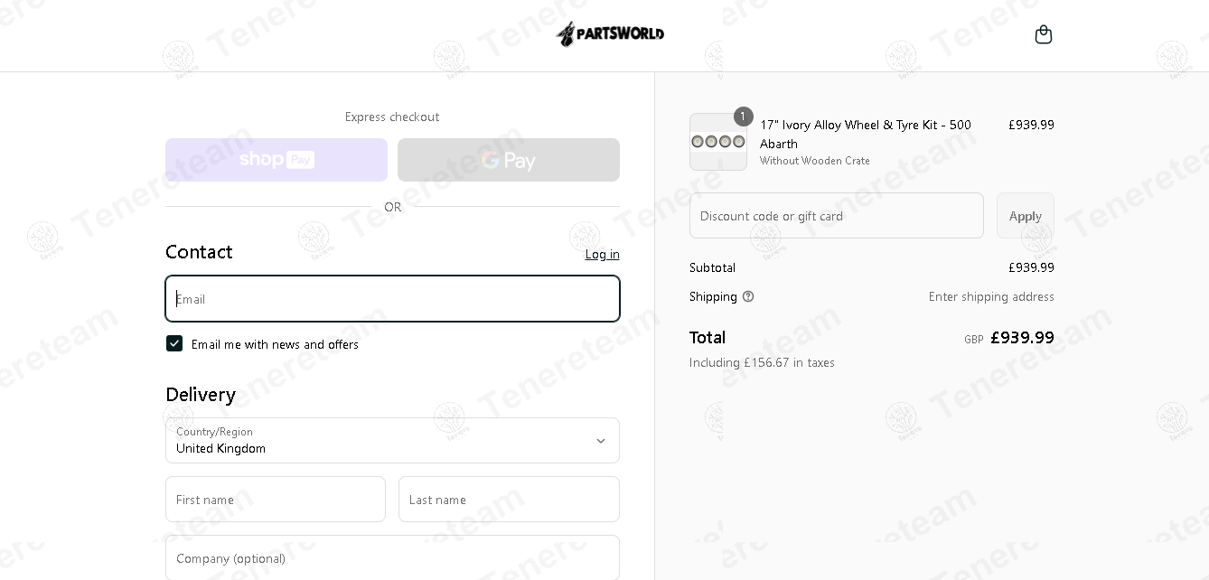 Parts World UK apply coupon code