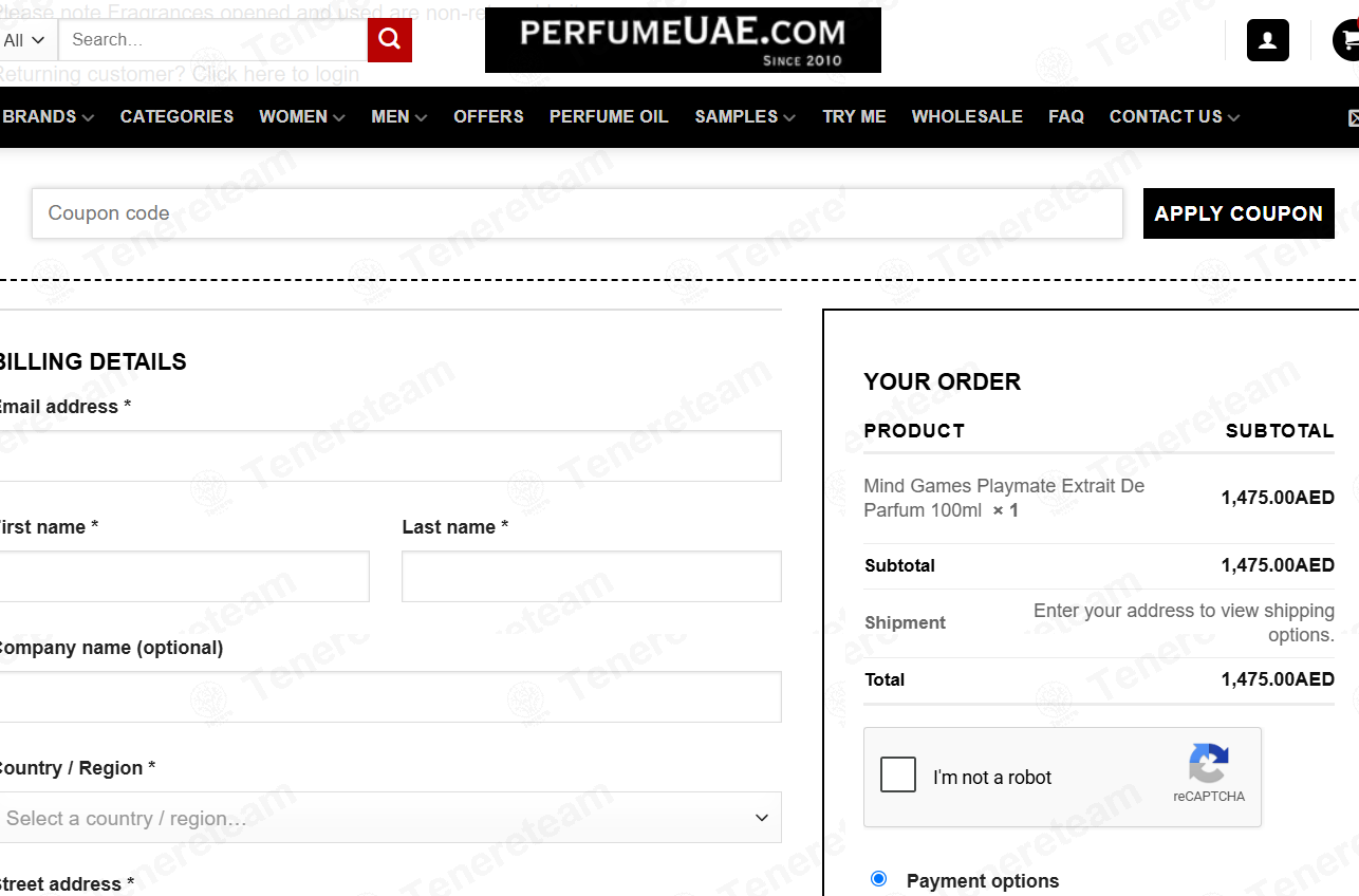 Perfume UAE apply coupon code