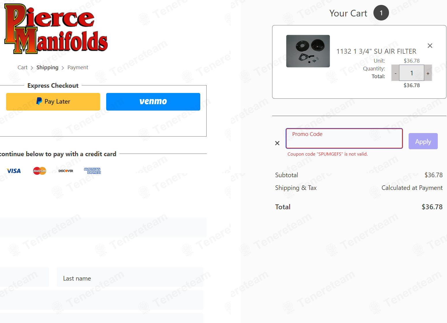 Pierce Manifolds apply coupon code