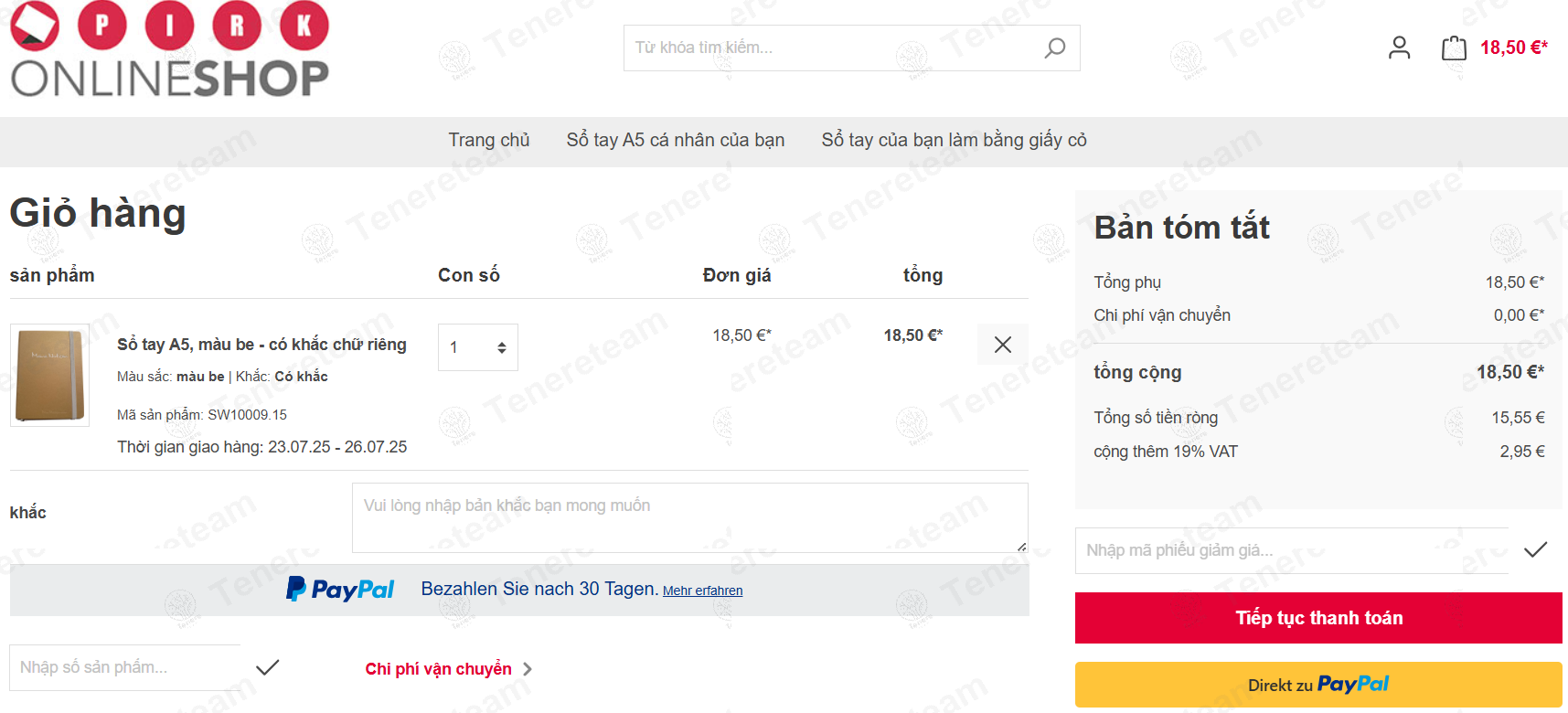 Pirk Shop DE apply coupon code
