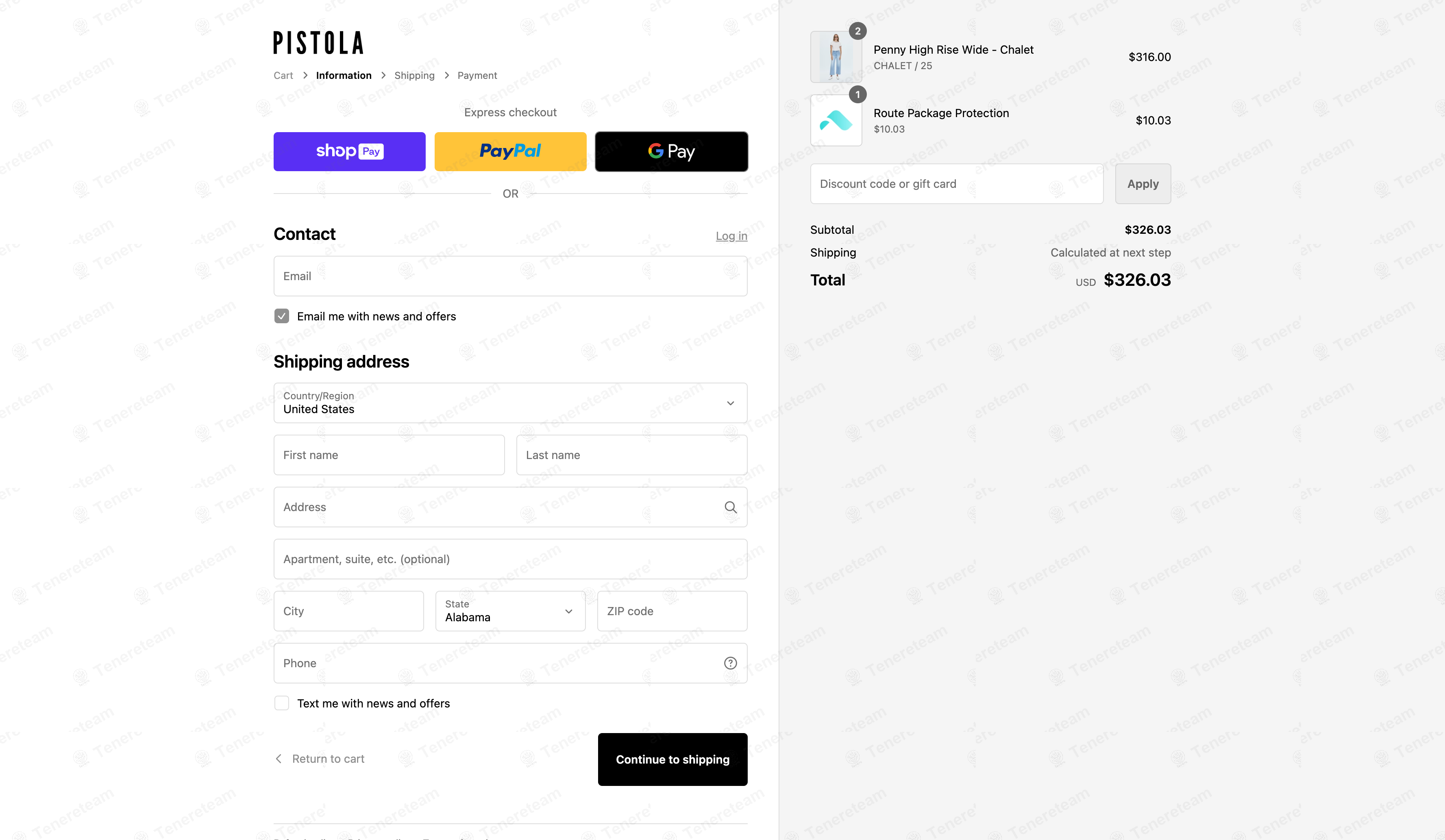 Pistola Denim apply coupon code