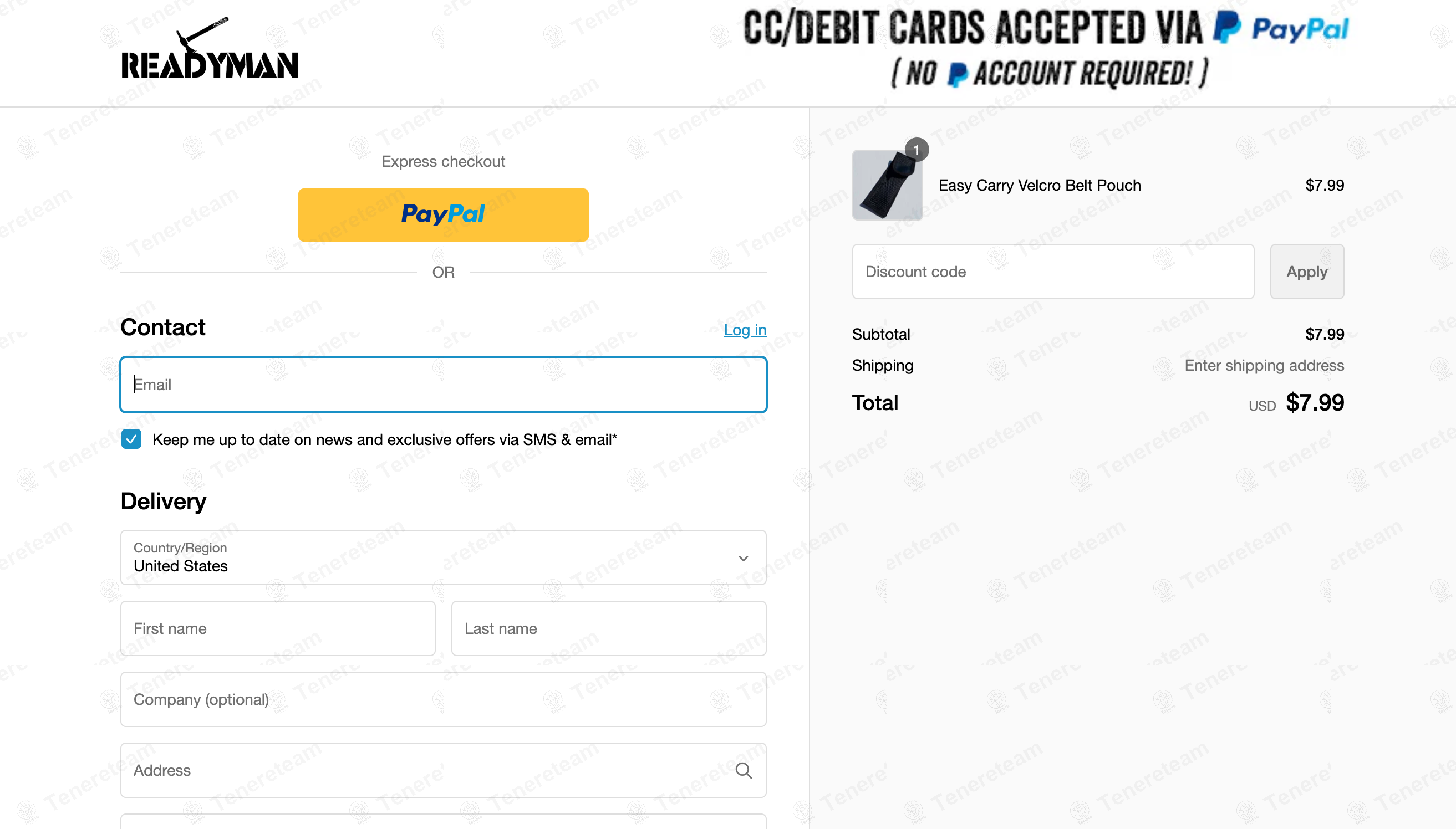 ReadyMan apply coupon code