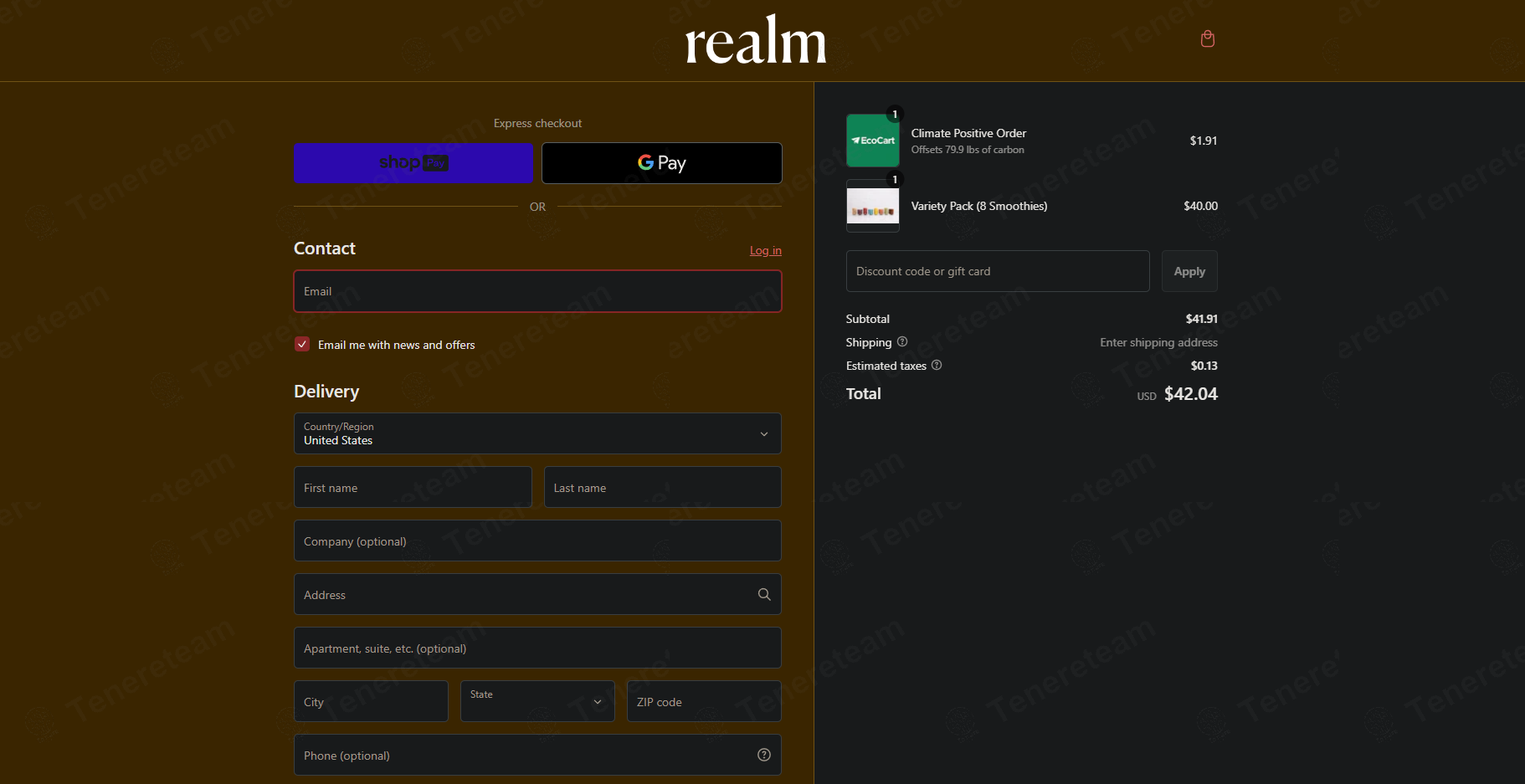Realm Foods apply coupon code