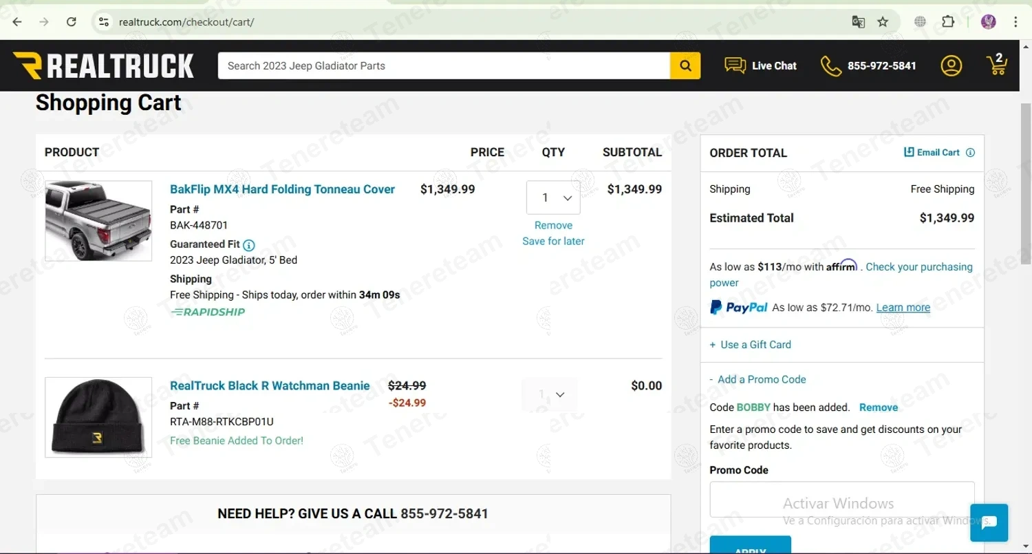 RealTruck apply coupon code