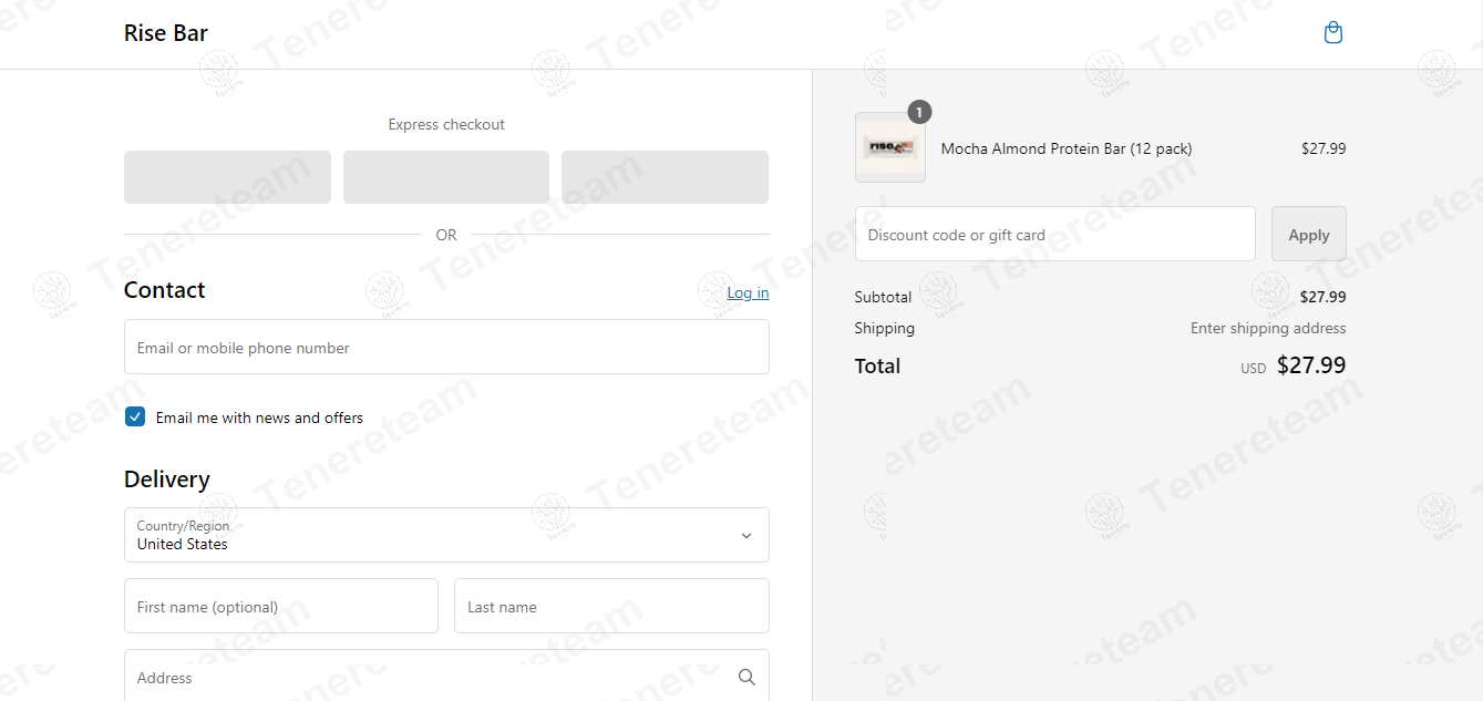 Rise Bar apply coupon code