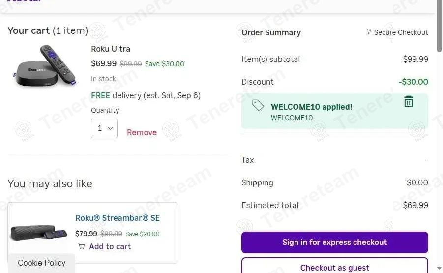 Roku apply coupon code
