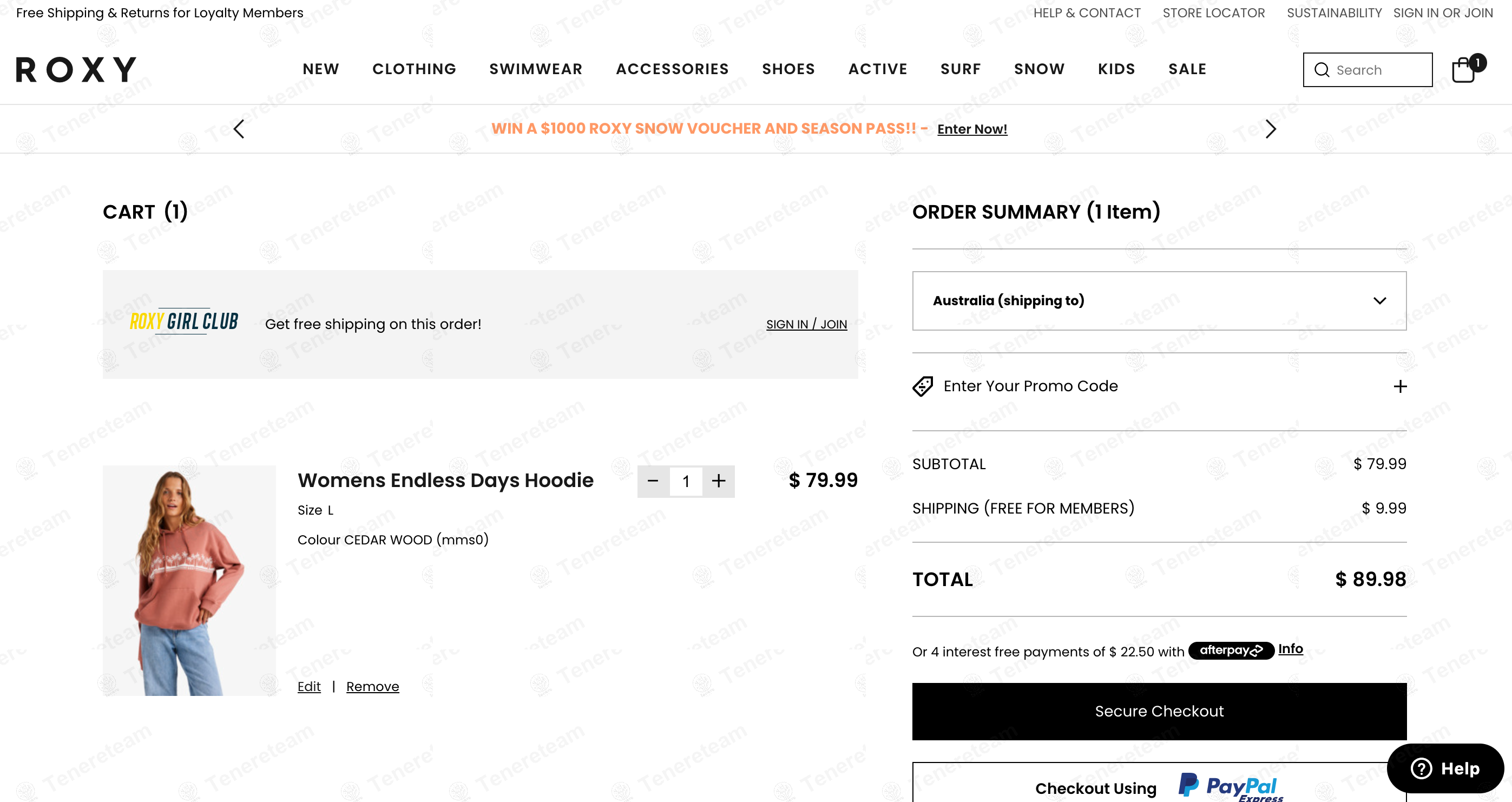 Roxy Australia AU apply coupon code