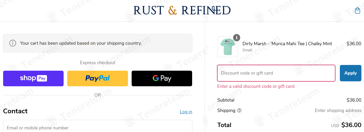 Rust and Refined apply coupon code