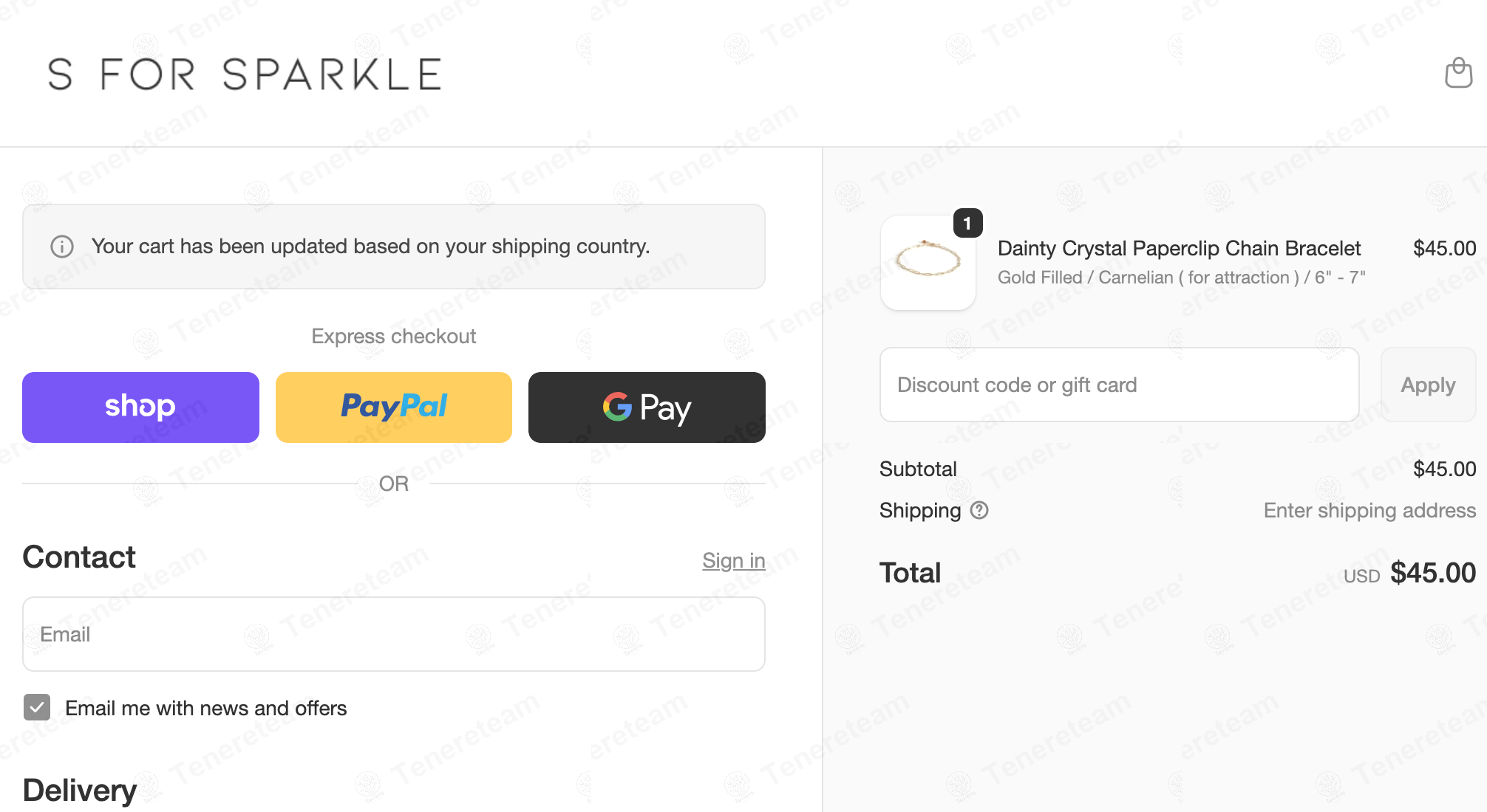 S For Sparkle apply coupon code