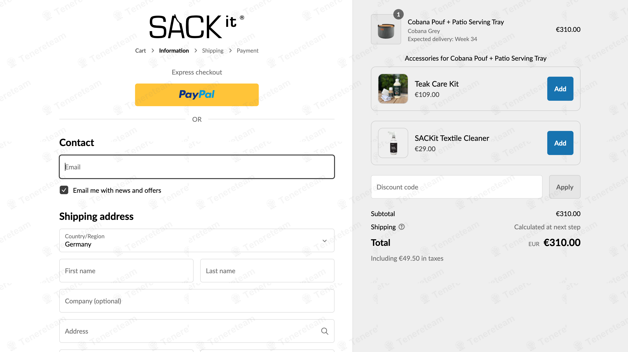 Sackit EU apply coupon code