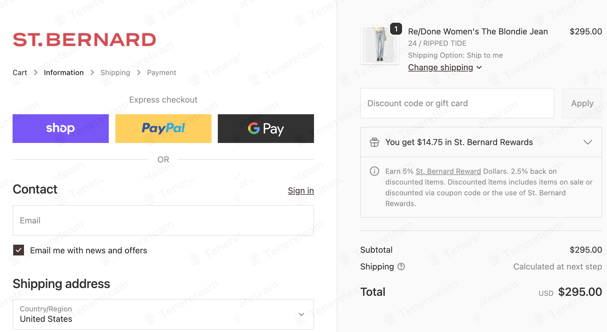 Saint Bernard apply coupon code
