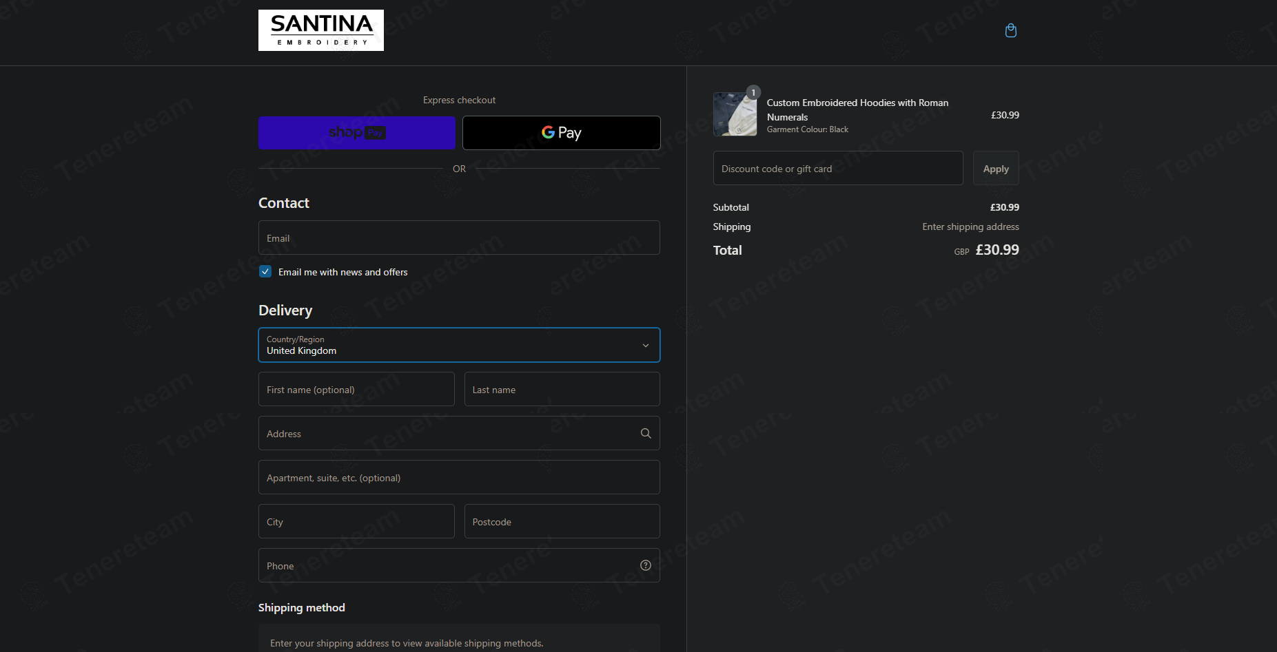 Santina Embroidery apply coupon code