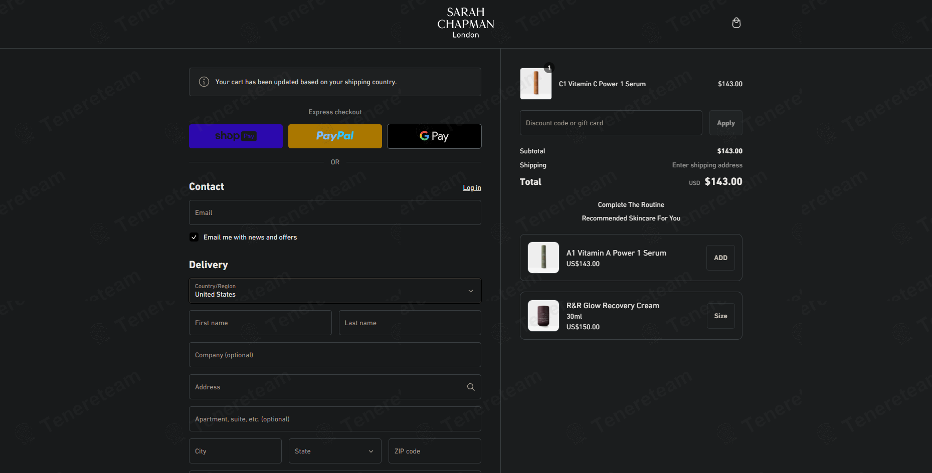 Sarah Chapman apply coupon code
