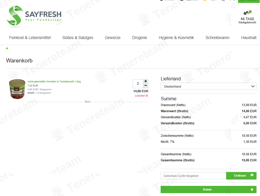 Sayfresh DE apply coupon code