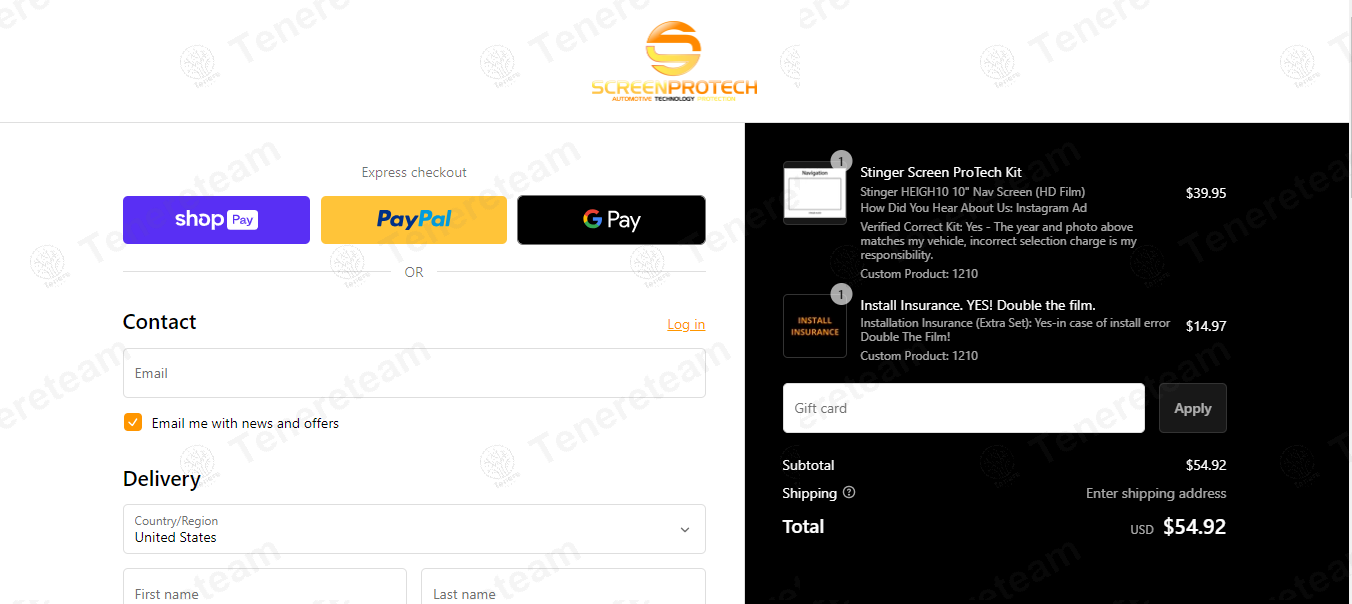 Screen ProTech apply coupon code