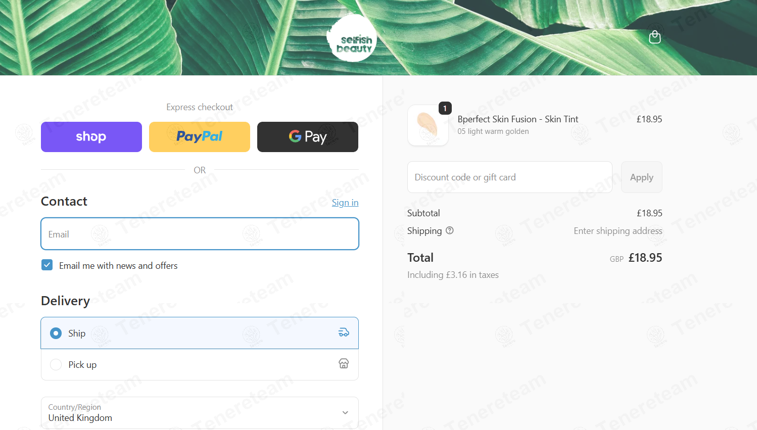 Selfish Beauty Online apply coupon code
