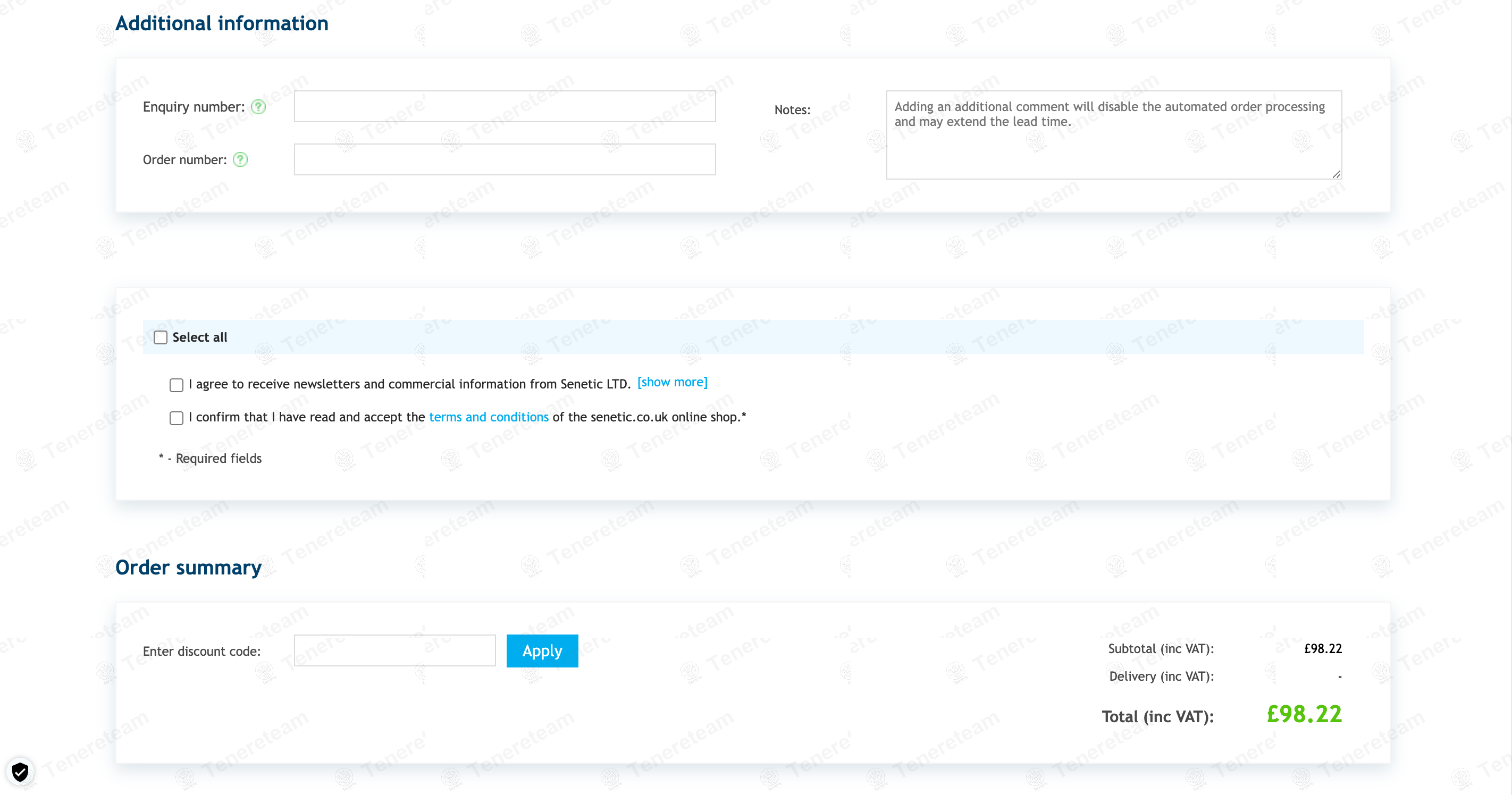 Senetic UK apply coupon code
