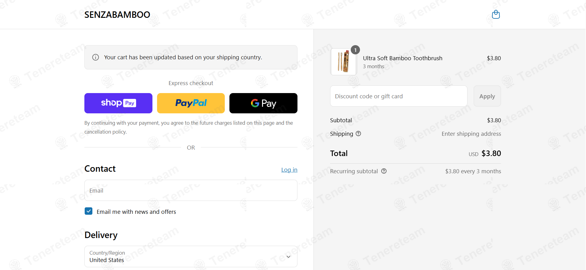 Senza Bamboo apply coupon code