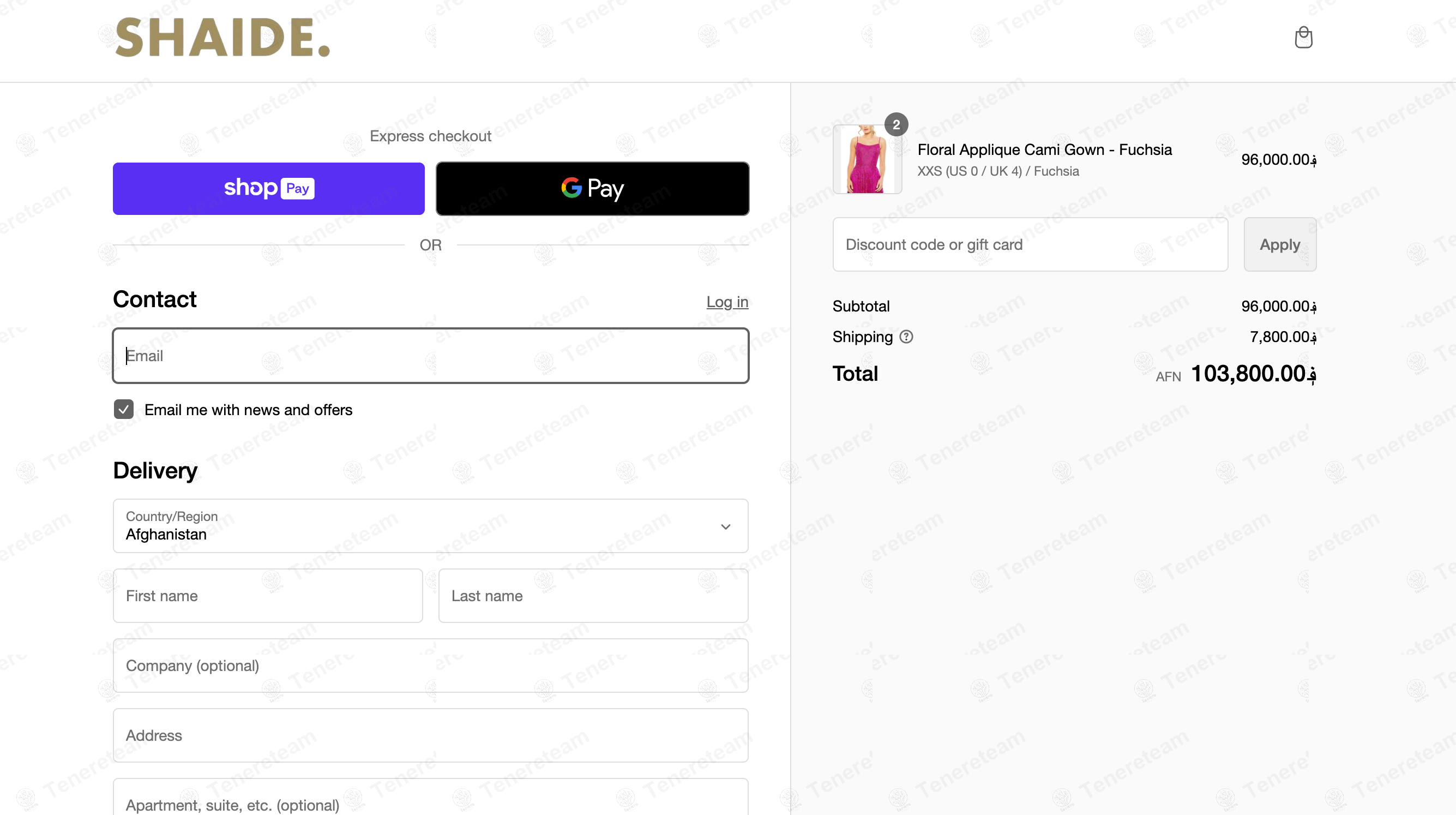 Shaide Boutique apply coupon code