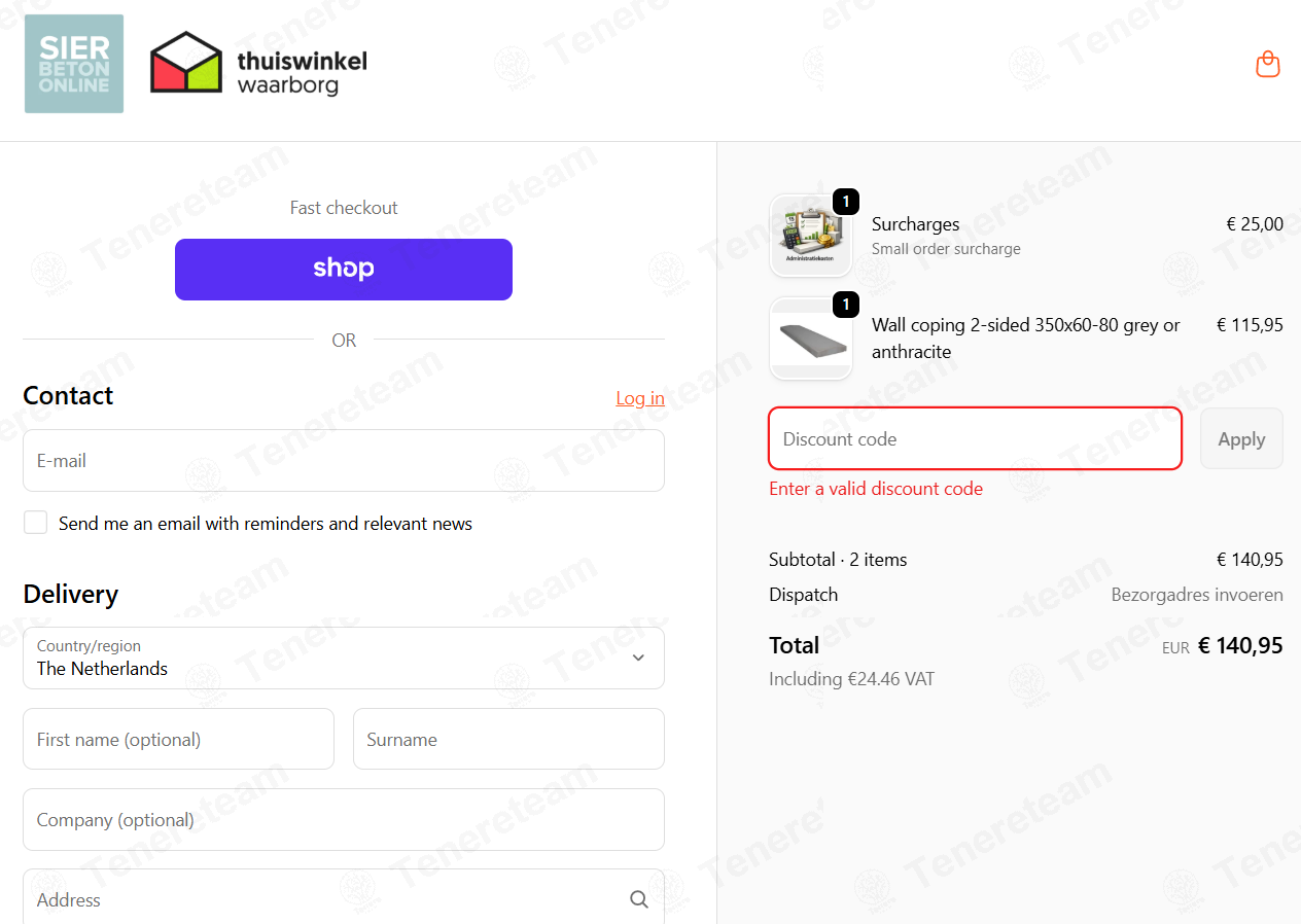 Sier Beton Online NL apply coupon code