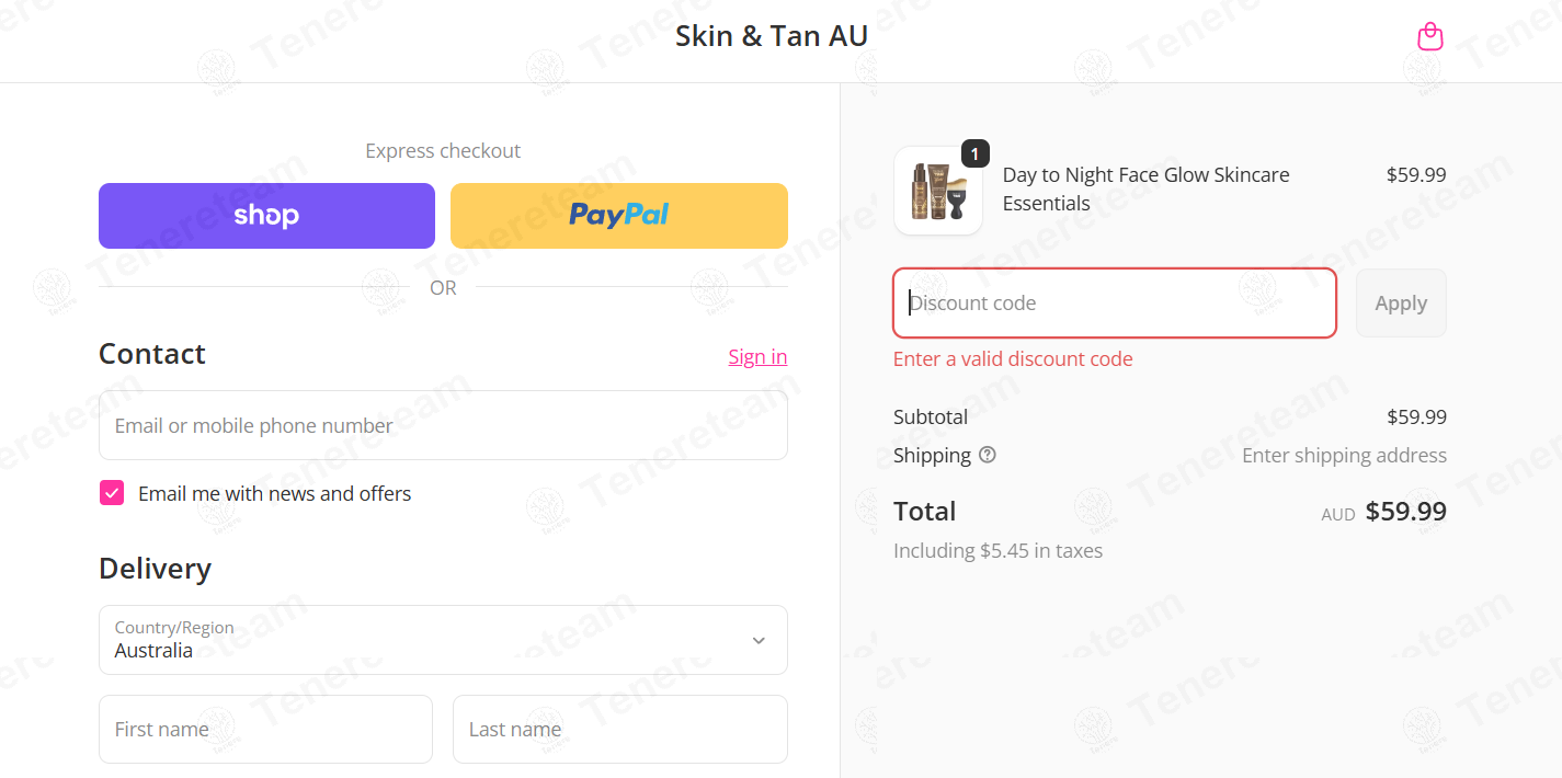 Skinny Tan AU apply coupon code