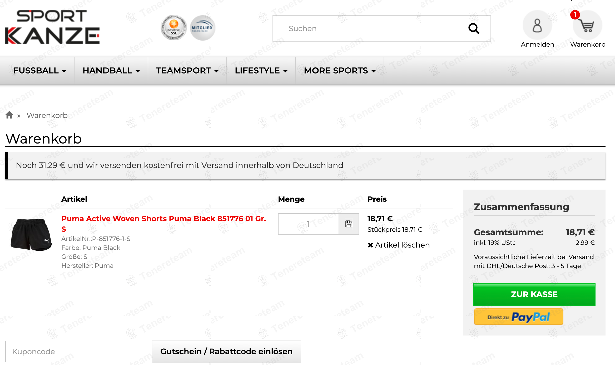 Sport Kanze DE apply coupon code