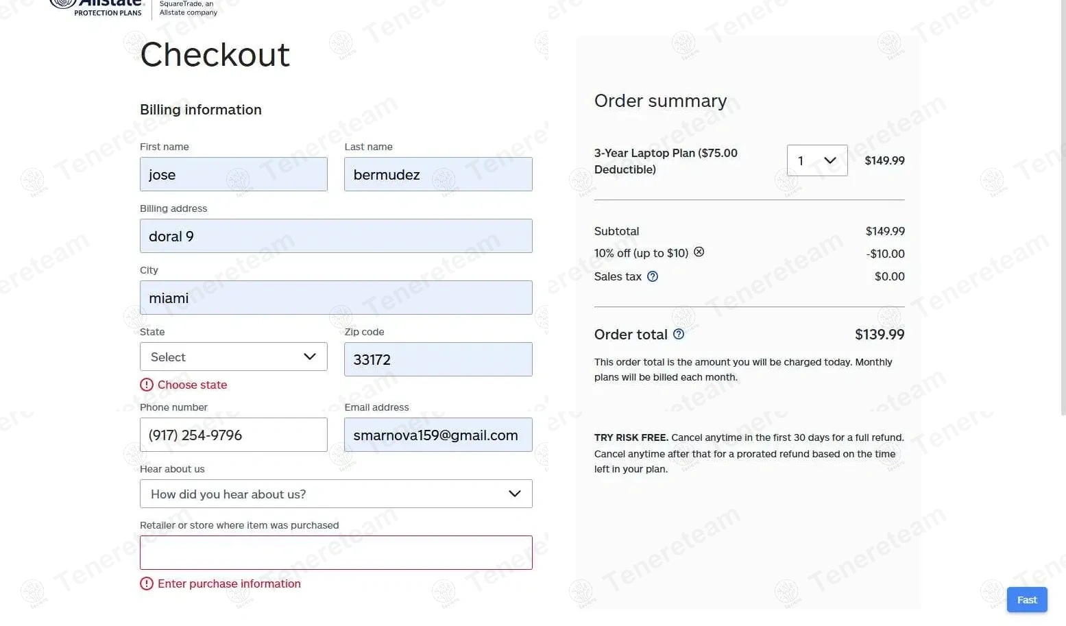 SquareTrade apply coupon code