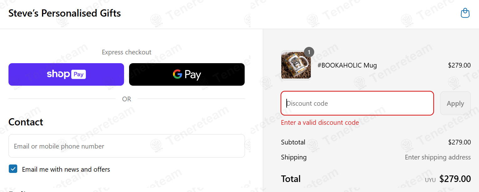Steve’s Personalised Gifts apply coupon code